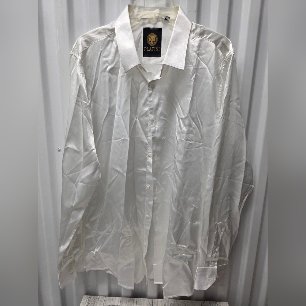 Platini Men's Classic White Dress Shirt